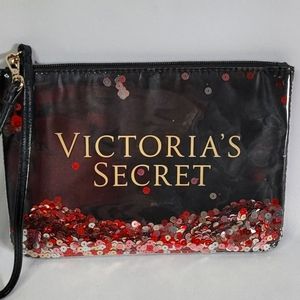 ✨️NWOT! VICTORIA'S SECRET SEQUIN BLACK WRISTLET/COSMETIC BAG